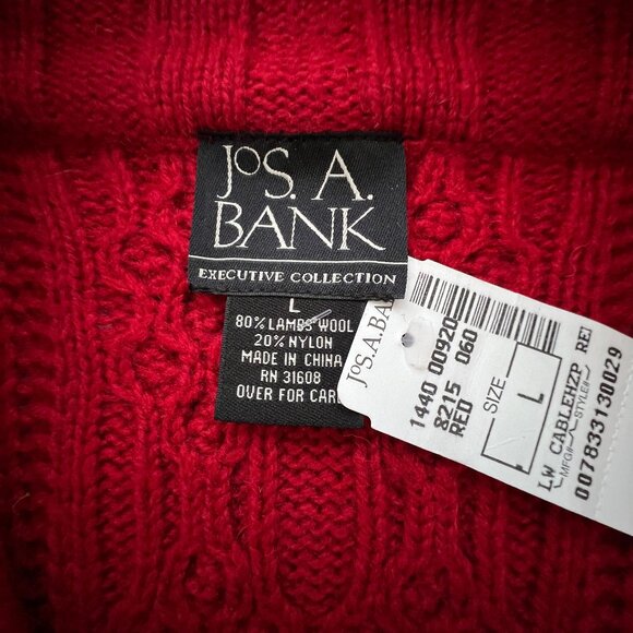 Jos. A. Bank Executive Collection 1/4 Zip, Red Pullover Sweater, Size L , NEW! - Picture 4 of 13
